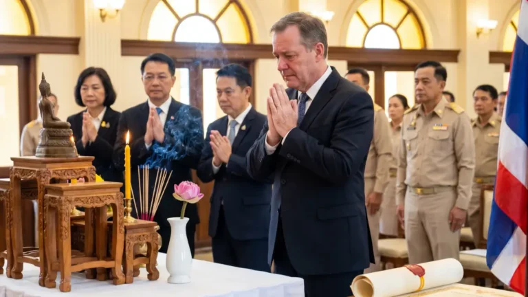 Un homme européen lors de la remise officielle de l'obtention de sa nationalité thaïlandaise