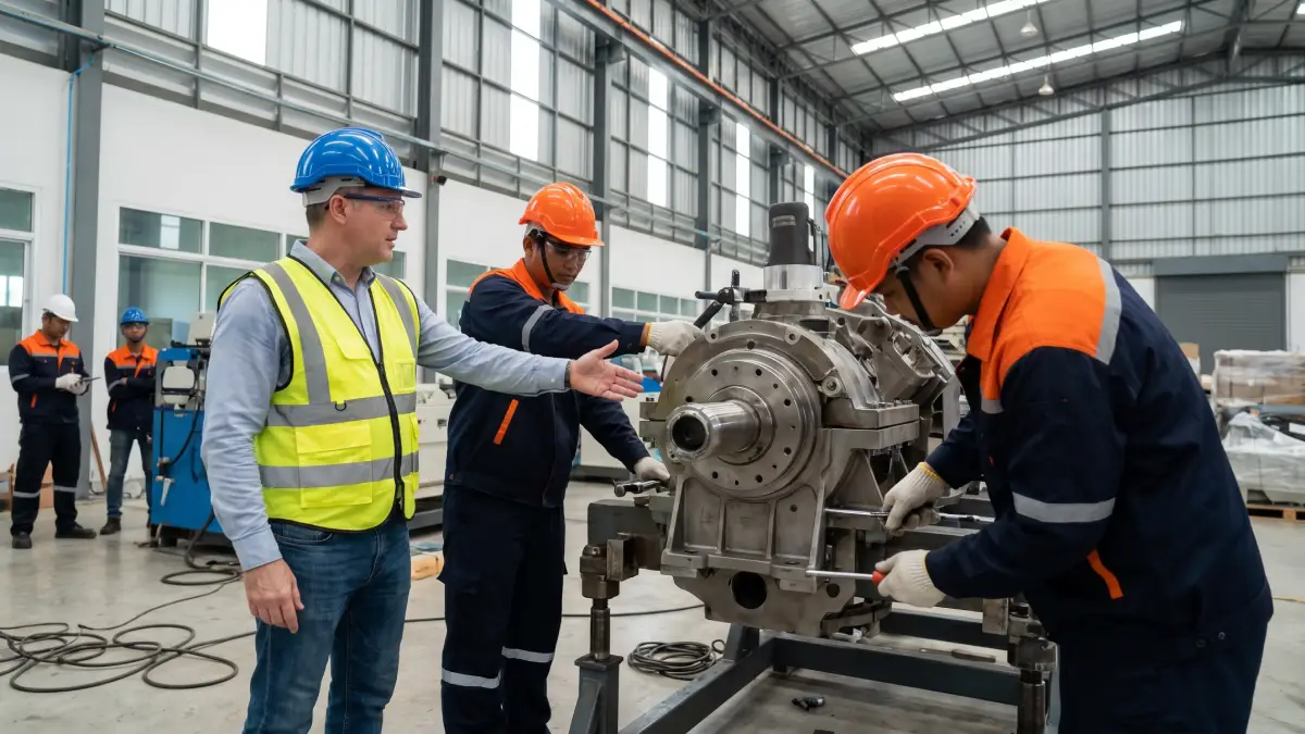 Technicien étranger installant une machine dans une usine en Thaïlande — permis de travail temporaire WP10 obligatoire